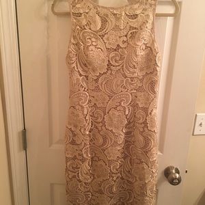 Nude lace bridesmaid dress